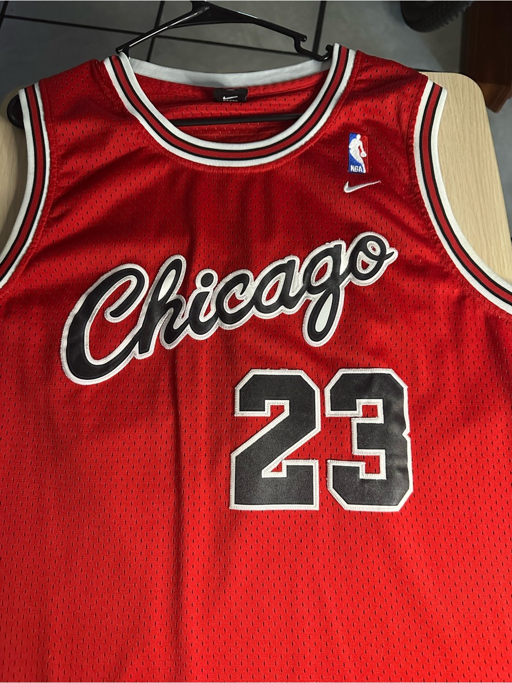 Nike Red Chicago Basketball Jersey with Black & White Trim